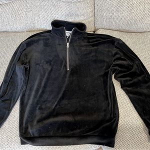 Black velour half zip top